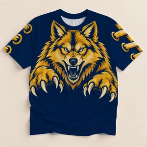 Fierce Golden Wolf Mascot for Outdoor Game Day and Casual Autumn Adventures for Fans All-over Print Unisex T-shirt