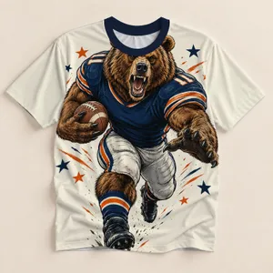 Roaring Bear Football Player for Game Day Spirit, School Events and Youth Sports Fans All-over Print Unisex T-shirt