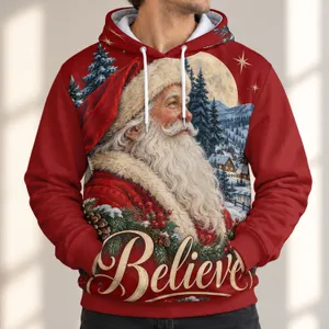Vintage Winter Santa Believe Holiday Celebration Gift For Christmas Family Gatherings All-over Print Hoodie (Lightweight)