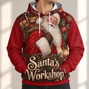 Santa's Workshop Holiday Gift Scene for Christmas Celebrations and Cozy Family Gatherings All-over Print Hoodie (Lightweight)