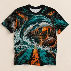 Teal Dolphin Football Tribute for Miami Game Day Fans and Coastal Sports Enthusiasts All-over Print Unisex T-shirt