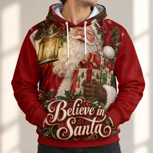 Santa Lantern and Gift Scene for Christmas Celebrations and Cozy Winter Gatherings All-over Print Hoodie (Lightweight)