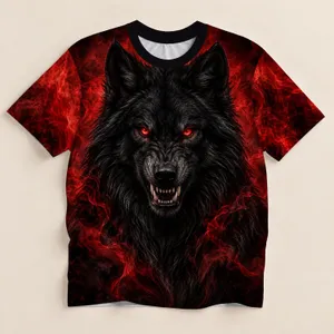 Fierce Black Wolf With Crimson Haze For Bold Everyday Style And Night Out Wear All-over Print Unisex T-shirt
