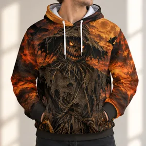 Haunted Scarecrow and Crows for Halloween Night and Autumn Farmhouse Gatherings All-over Print Hoodie (Lightweight)
