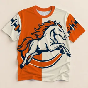 Leaping Horse Mascot in Orange and Ivory for Game Day and Outdoor Wear All-over Print Unisex T-shirt