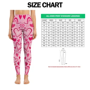 Pink Heart Motifs For Yoga, Pilates And Everyday Wear For Women Leggings