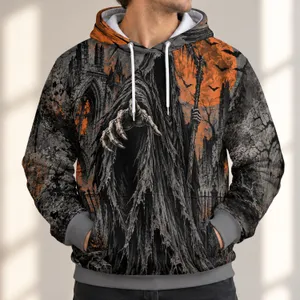 Grim Reaper And Orange Moon Halloween Scene For Haunted House Nights And Parties All-over Print Hoodie (Lightweight)