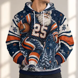 Santa Football Player Holiday Game Day Christmas Party Gift for Men and Winter Fans All-over Print Hoodie (Lightweight)