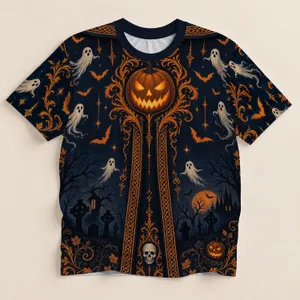 Haunted Pumpkin Ghosts Bats And Skulls For Halloween Parties And Gothic Nights All October All-over Print Unisex T-shirt