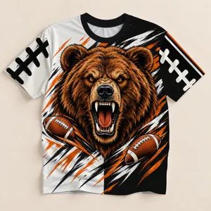 Roaring Bear Football Motif for Autumn Tailgating and Outdoor Game Day Adventures All-over Print Unisex T-shirt