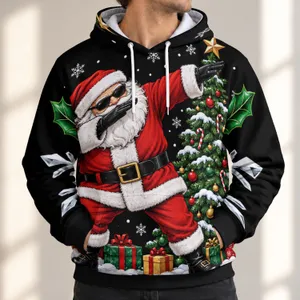 Dabbing Santa, Evergreen Tree and Gifts for Playful Christmas Celebrations All-over Print Hoodie (Lightweight)