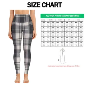 Gray Sage Tartan Plaid for Yoga Pilates Commuting and Everyday Wear Leggings