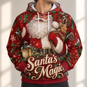 Jolly Gift-Bearing Santa for Christmas Celebrations and Cozy Holiday Gatherings All-over Print Hoodie (Lightweight)