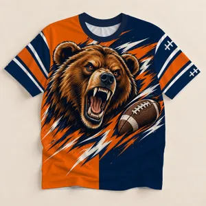 Roaring Bear Football Motif for Game Day and Outdoor Sports Fans This Autumn All-over Print Unisex T-shirt