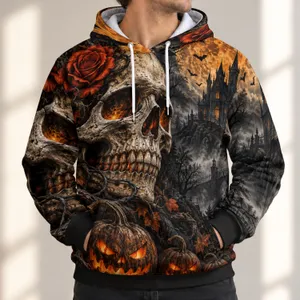 Skull Pumpkin Moonlit Manor for Halloween Nights and Autumn Parties for Gothic Fans All-over Print Hoodie (Lightweight)