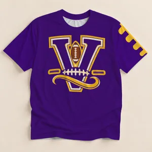 Purple Gold Football V Emblem for College Game Day Tailgates and Fan Gatherings All-over Print Unisex T-shirt