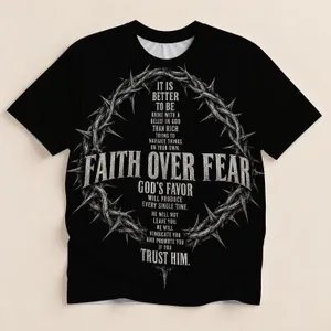 Crown of Thorns Faith Over Fear Christian Message for Prayer, Worship and Church All-over Print Unisex T-shirt