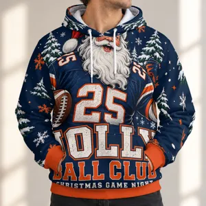 Santa Football Jolly Ball Club Christmas Game Night Gift for Holiday Sports Fans All-over Print Hoodie (Lightweight)