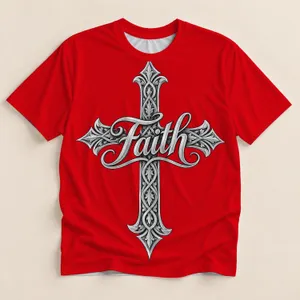 Ornate Silver Cross And Faith Lettering For Sunday Worship And Everyday Christian Wear All-over Print Unisex T-shirt