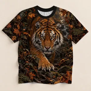 Majestic Tiger In Autumn Woodland For Hiking, Camping And Outdoor Wildlife Lovers All-over Print Unisex T-shirt