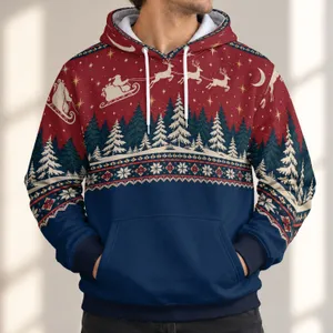 Holiday Sleigh and Reindeer Under Winter Stars for Festive Family Gatherings Together All-over Print Hoodie (Lightweight)