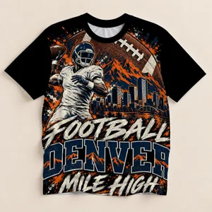 Denver Football Skyline And Mountain Scene For Game Day Fans And Colorado Travelers All-over Print Unisex T-shirt