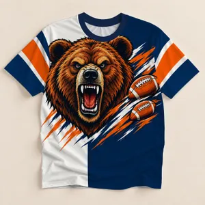 Roaring Bear Football Spirit for Autumn Tailgates and Outdoor Game Days for Fans All-over Print Unisex T-shirt
