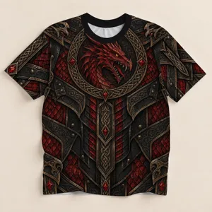 Red Dragon Celtic Knot Armor for Fantasy Events, Cosplay Gatherings and Outdoor Adventures All-over Print Unisex T-shirt