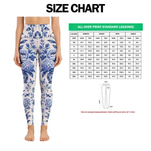 Blue Delft Botanical Florals for Yoga, Pilates, and Everyday Outings Leggings