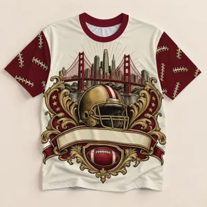 Football Bridge Skyline Crest for Game Day Tailgates and Bay Area Football Fans All-over Print Unisex T-shirt