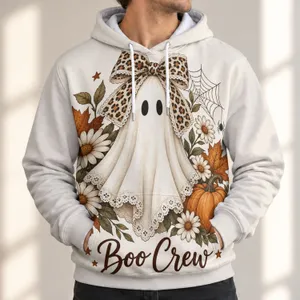 Cute Ghost, Pumpkin And Floral Halloween Style For Cozy Autumn Celebrations With Friends All-over Print Hoodie (Lightweight)