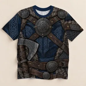 Nordic Armor, Axe and Celtic Knots for Outdoor Adventures and Heritage Fans All-over Print Unisex T-shirt