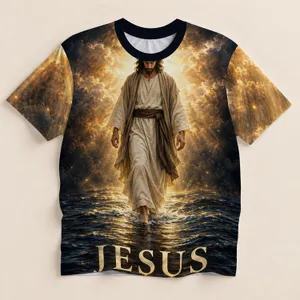 Jesus Walking Through Radiant Waters for Worship, Prayer, and Everyday Faithful Living All-over Print Unisex T-shirt