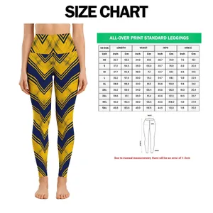 Navy Blue And Golden Yellow Chevron Stripes For Yoga, Pilates And Everyday Wear Leggings