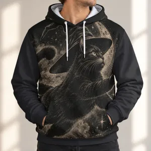 Witch Hat Cat for Halloween Nights and Cozy Autumn Outings for Women Who Love Cats All-over Print Hoodie (Lightweight)