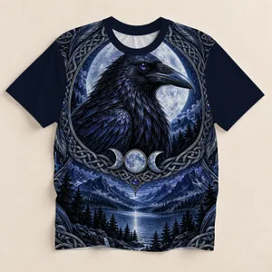 Raven Celtic Knot Moonlit Wilderness for Outdoor Adventures and Nature Lovers All-over Print Unisex T-shirt