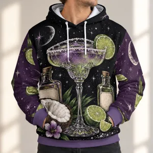 Cosmic Lime Margarita and Coconut Cocktail Still Life for Midnight Party Celebrations All-over Print Hoodie (Lightweight)
