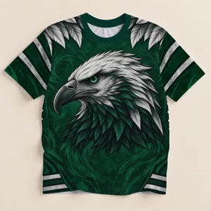 Emerald Eagle Head and Silver Feathers for Game Day Fans and Sports Enthusiasts All-over Print Unisex T-shirt