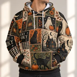 Halloween Pumpkin Patchwork for Spooky October Nights and Cozy Autumn Celebrations All-over Print Hoodie (Lightweight)