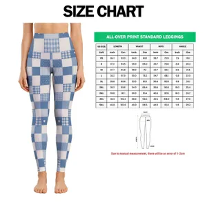 Blue White Checkered Gingham for Yoga Pilates and Everyday Activewear Style Leggings