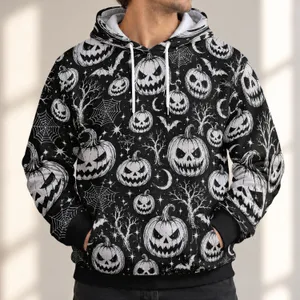 Creepy Pumpkin Skulls for Halloween Nights and Gothic Autumn Celebrations for Her All-over Print Hoodie (Lightweight)