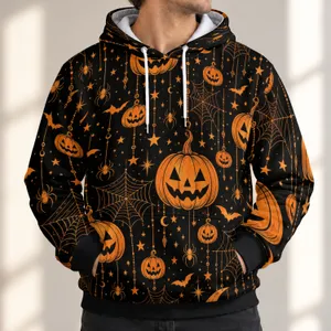 Pumpkin Spiderweb Moon And Star Halloween Night Party Style For Women This Autumn All-over Print Hoodie (Lightweight)