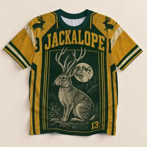 Gothic Jackalope and Moon for Folklore Parties, Retro Nights, and Fan Gatherings All-over Print Unisex T-shirt