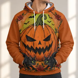 Pumpkin and Black Cats for Halloween Parties and Cozy Autumn Nights for Cat Lovers All-over Print Hoodie (Lightweight)