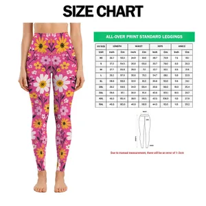 Pink Yellow Daisy And Starburst Florals For Yoga Pilates And Everyday Wear Leggings