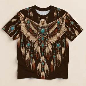 Eagle Feather Medallion for Outdoor Adventures and Nature-Loving Men All-over Print Unisex T-shirt