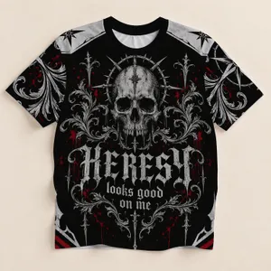 Gothic Skull and Blackletter Style for Halloween Parties and Dark Theme Events All-over Print Unisex T-shirt