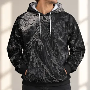 Pumpkin Wraith Moonlit Castle Scene for Halloween Nights and Gothic Fall Style All-over Print Hoodie (Lightweight)