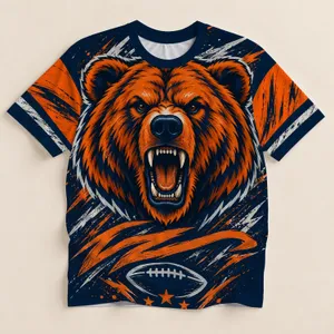 Roaring Orange Bear Head for Game Day Cheer and Football Fan Gatherings All Season All-over Print Unisex T-shirt