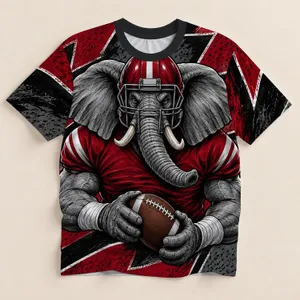 Elephant Football Athlete Red And Gray Sports Style For Game Day Fans All-over Print Unisex T-shirt